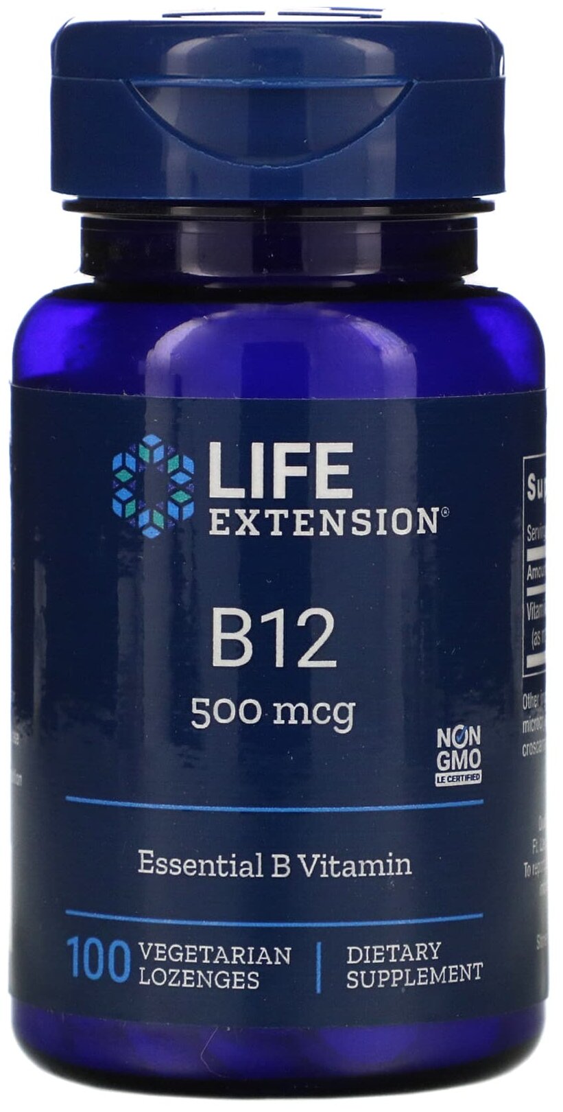 Пастилки Life Extension Vitamin B12, 50 г, 500 мкг, 100 шт.