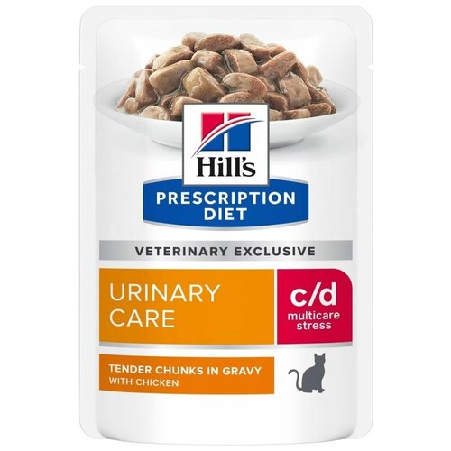 Влажный корм для кошек Hill's Prescription Diet C/D Multicare, профилактика МКБ при стрессе, с курицей 85 г (кусочки в соусе)