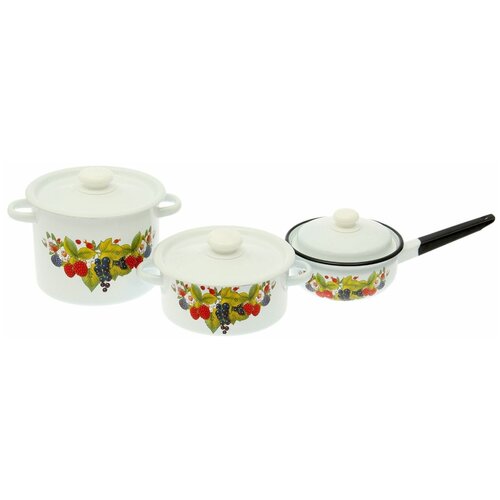 Набор посуды «Ягодный чай», 3 предмета: кастрюли 2 л, 3,5 л; ковш 1,5 л