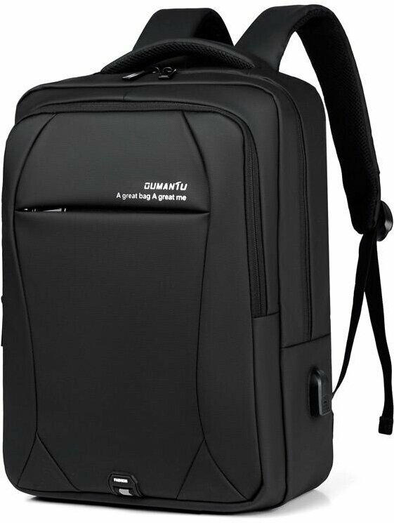 Рюкзак для ноутбука 15" с USB-портом и защитой от воды, черный графит