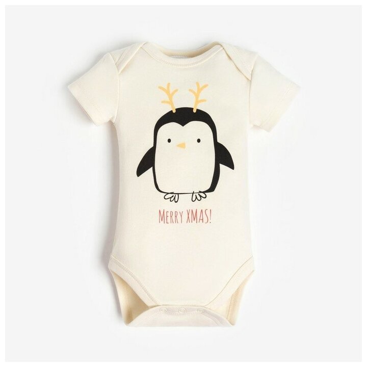 фото Крошка Я Боди детское Крошка Я "Merry Xmas", рост 80-86 см, цвет бежевый