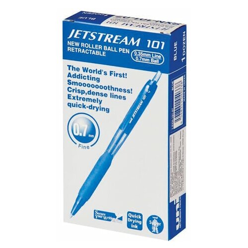 Купить Ручка шариковая масляная автоматическая с грипом UNI (Япония) JetStream , синяя, узел 0, 7 мм, линия письма 0, 35 мм, SXN-101-07 BLUE