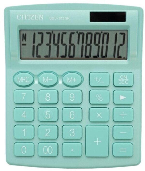 Калькулятор настольный Citizen SDC-812NR-GN 12р дв. пит комп-ый зеленый