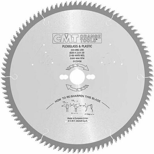 Диск пильный 300x30x2,8/2,2 -3гр MATB Z-96 MATB Z80 для оргстекла СМТ 222.096.12M