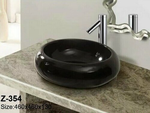 Раковина накладная Zandini Z-354 на столешницу для ванной комнаты без перелива круглая керамическая