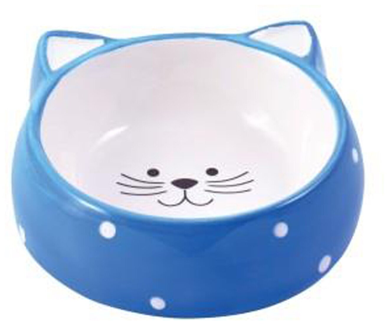 Миска Mr.Kranch керамическая для кошек Мордочка кошки 250 мл голубая