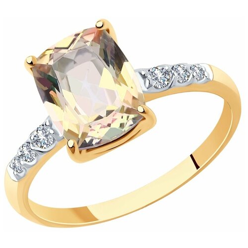 фото Sokolov кольцо из золота с топазом и фианитами 715813, размер 19