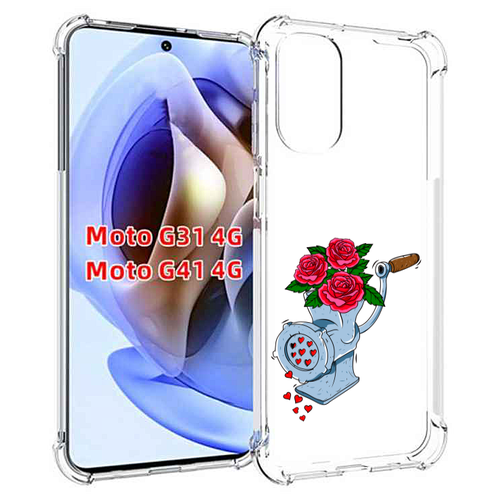 Чехол MyPads Цветочные сердца для Motorola Moto G31 4G / G41 4G задняя-панель-накладка-бампер