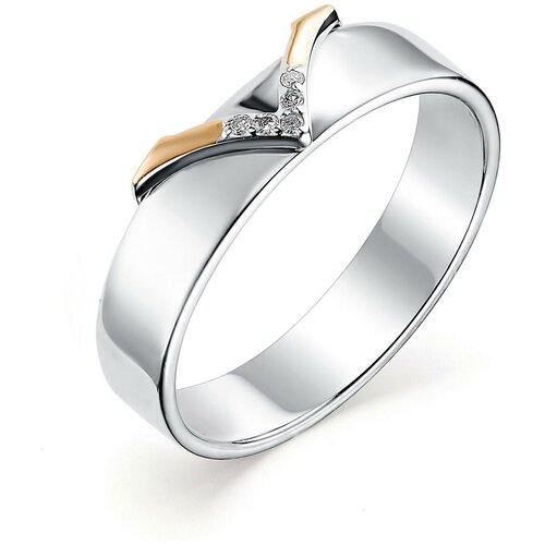 фото Алькор кольцо с 5 бриллиантами из серебра и золота 01-0620-000б-00, размер 17