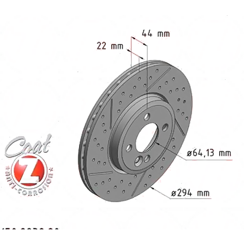 150.2938.20 ZIMMERMANN Диск торм. (перфорация с насечками) MINI COOPER S 2007-2014