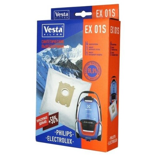 Пылесборники VESTA FILTER EX 01S синтетика комл. 4шт.+2 фильтра пылесборники ks sm 09 синтетика комл 4шт