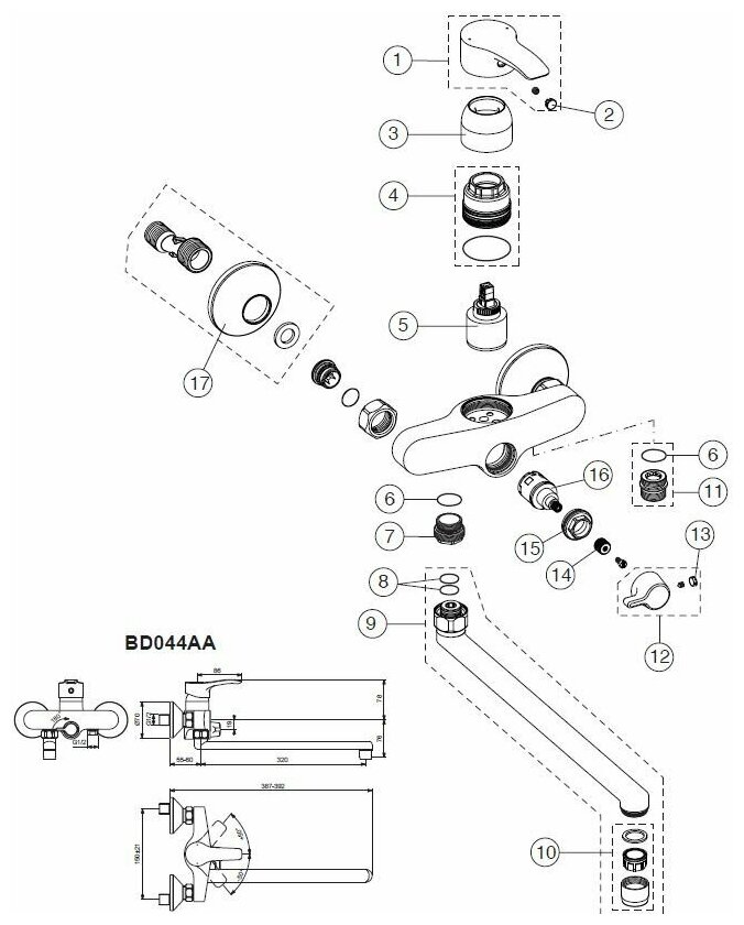 Смеситель для ванны универсальный Ideal Standard Oglio однорычажный цвет хром - фото №6