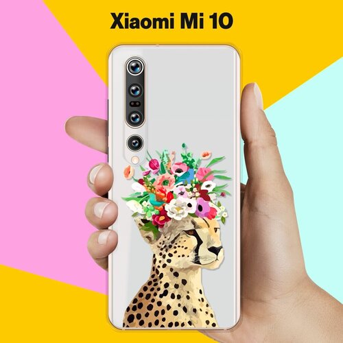 Силиконовый чехол Леопард на Xiaomi Mi 10 силиконовый чехол розы на xiaomi mi 10