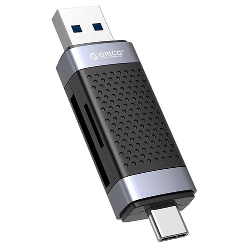 Картридер, TF/ SD с подключением по USB-A 3.0/ Type-C, Orico CD2D-AC3, черный [ORICO-CD2D-AC3-BK-EP]