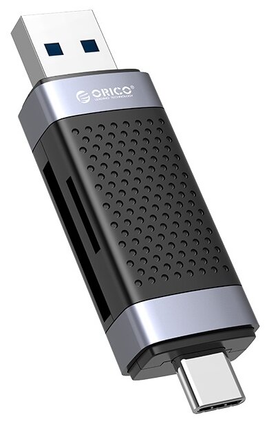 Картридер, TF/ SD с подключением по USB-A 3.0/ Type-C, Orico CD2D-AC3, черный [ORICO-CD2D-AC3-BK-EP]
