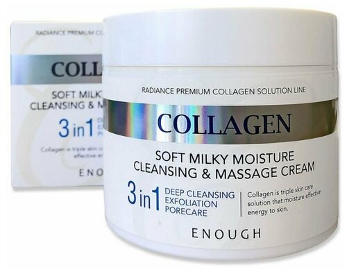 Enough Массажный очищающий крем для лица с коллагеном Collagen 3 In 1 Cleansing & Massage Cream, 50 мл