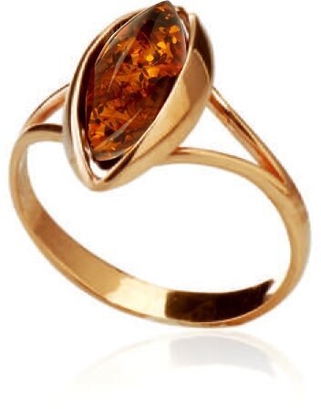 Кольцо Diamant online, золото, 585 проба, янтарь, размер 16, оранжевый