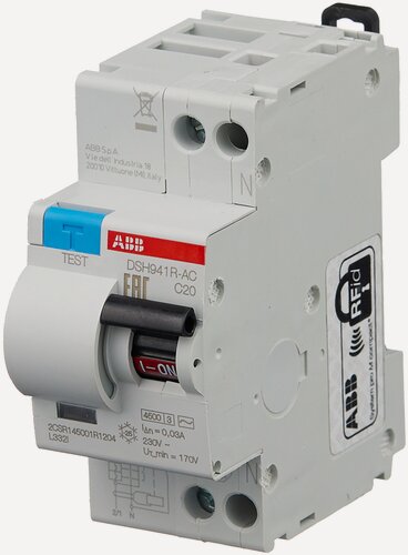 Изображение товара Дифференциальный автомат ABB DSH941R 1П 30 мА C 4.5 кА AC электромеханический 20 A