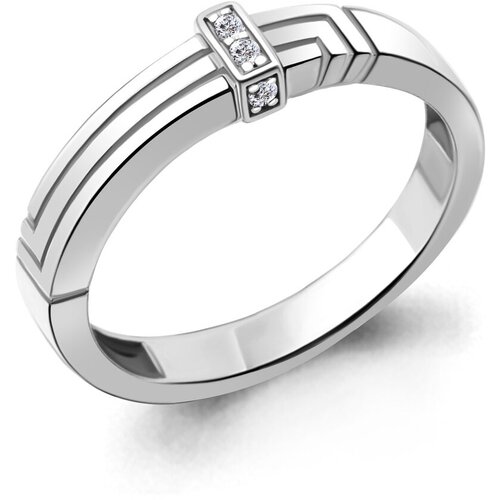 фото Серебряное кольцо aquamarine а67276а с фианитом, размер 19,5 diamant-online