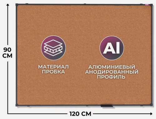 Изображение товара Доска пробковая 90х120 Attache BlackFrame черная рама 1504383