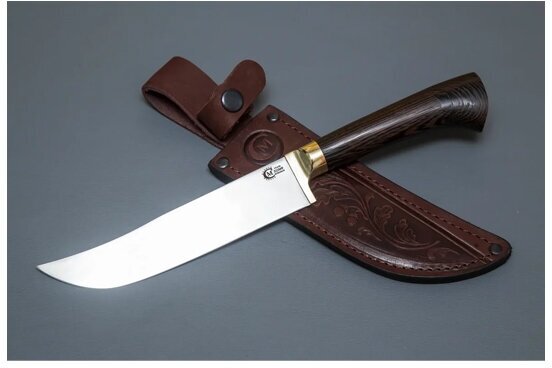 Мастерская Сёмина Нож из кованой стали "Узбекский Пчак", рукоять литье мельхиор, венге