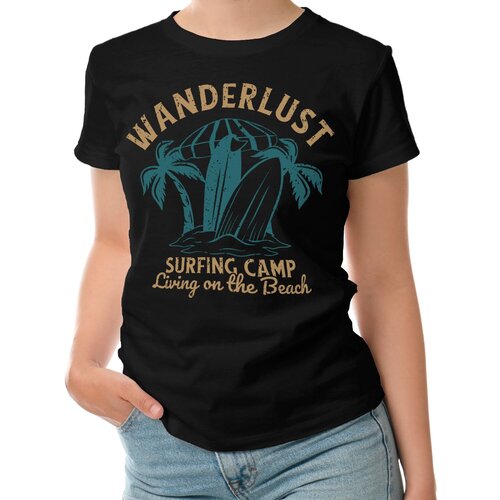 фото Женская футболка «wanderlust» (2xl, белый) roly