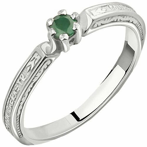 фото Кольцо corde кольцо "спаси и сохрани" с натуральным изумрудом. к43-005и_17,5 серебро, 925 проба, родирование, изумруд, размер 17.5, зеленый, серебряный