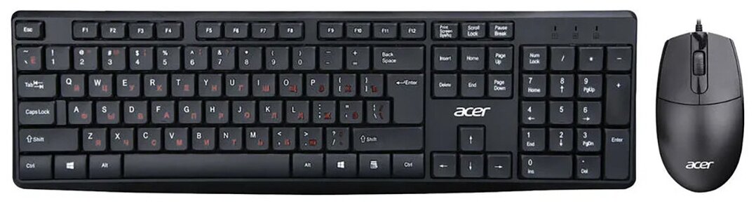 Комплект проводной клавиатура+мышь Acer OMW141, USB, Черный ZL. MCEEE.01M