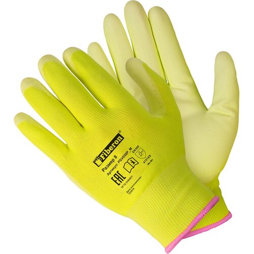 Перчатки полиэстеровые Fiberon, размер 8 / M, цвет желтый перчатки размер 9 желтый
