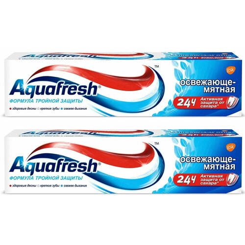 Aquafresh Зубная паста Total Care 3 Освежающе-мятная 50 мл, 2 шт / aquafresh зубная паста total care 3 мягко мятная 100 ml 3 шт