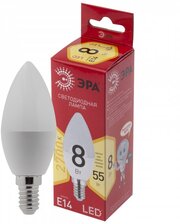 ЭРА LED B35-8W-827-E14 R Лампа светодиодная (диод, свеча, 8Вт, тепл, E14) (10/100/3500)