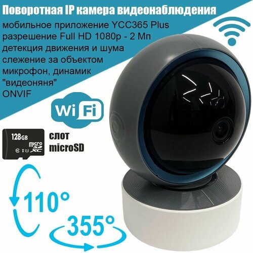 Поворотная IP камера видеонаблюдения Recon R2 PTZ, 2Mpx Full HD, беспроводная, Wi-Fi, microSD, сирена, видеоняня