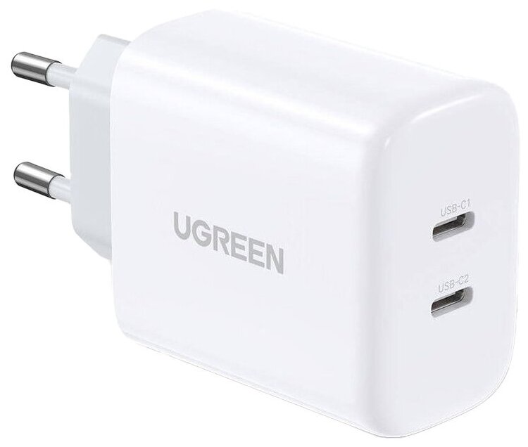 Зарядное устройство UGREEN CD243 (10343) USB-C+USB-C PD Fast Charger 40W EU белое