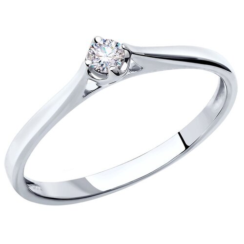 фото Sokolov кольцо с бриллиантом из белого золота 1011384, размер 16.5