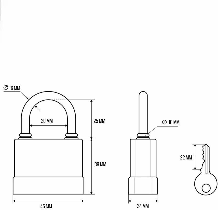 Замок навесной всепогодный, короткая дужка, 45 мм - фотография № 2
