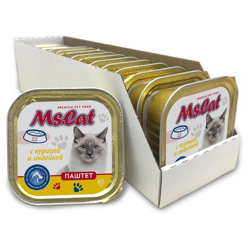 Влажный корм для кошек Ms.Cat с индейкой, с курицей 100 г (паштет)