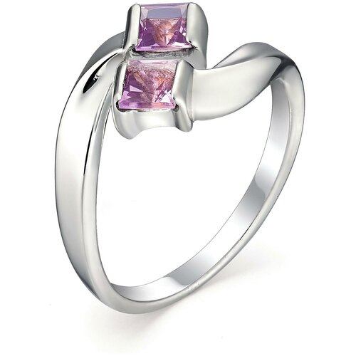 фото Алькор кольцо с 2 аметистами из серебра 01-0444-00ам-00, размер 17.5