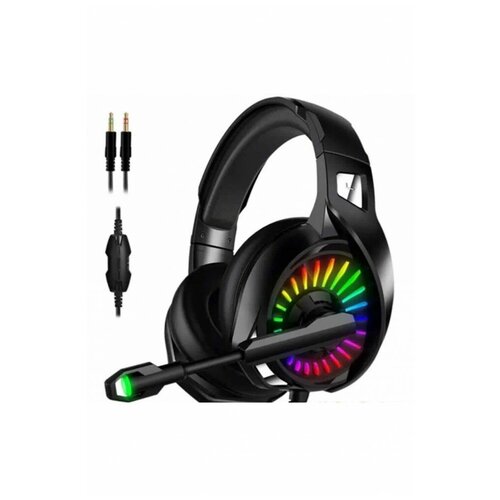 Наушники проводные игровые с RGB - подсветкой и объемным звуком 71 Wireless Кибер Game ПК PS3 PS4 PS5 xbox накладные регулируемые черный 188800₽