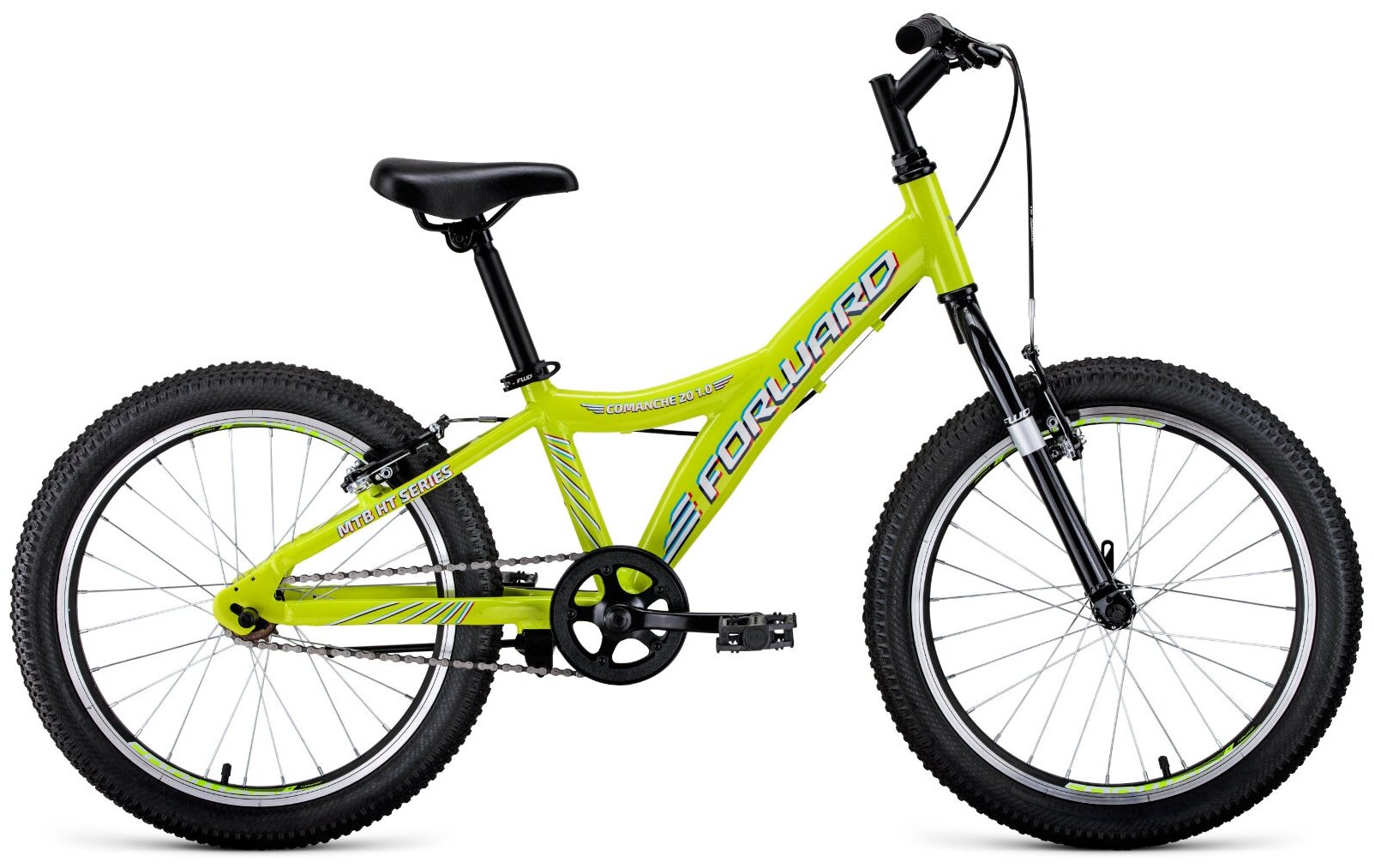 Велосипед FORWARD COMANCHE 20 1.0 (20" 1 ск. рост 10.5") 2020-2021, желтый/белый, RBKW1J301001