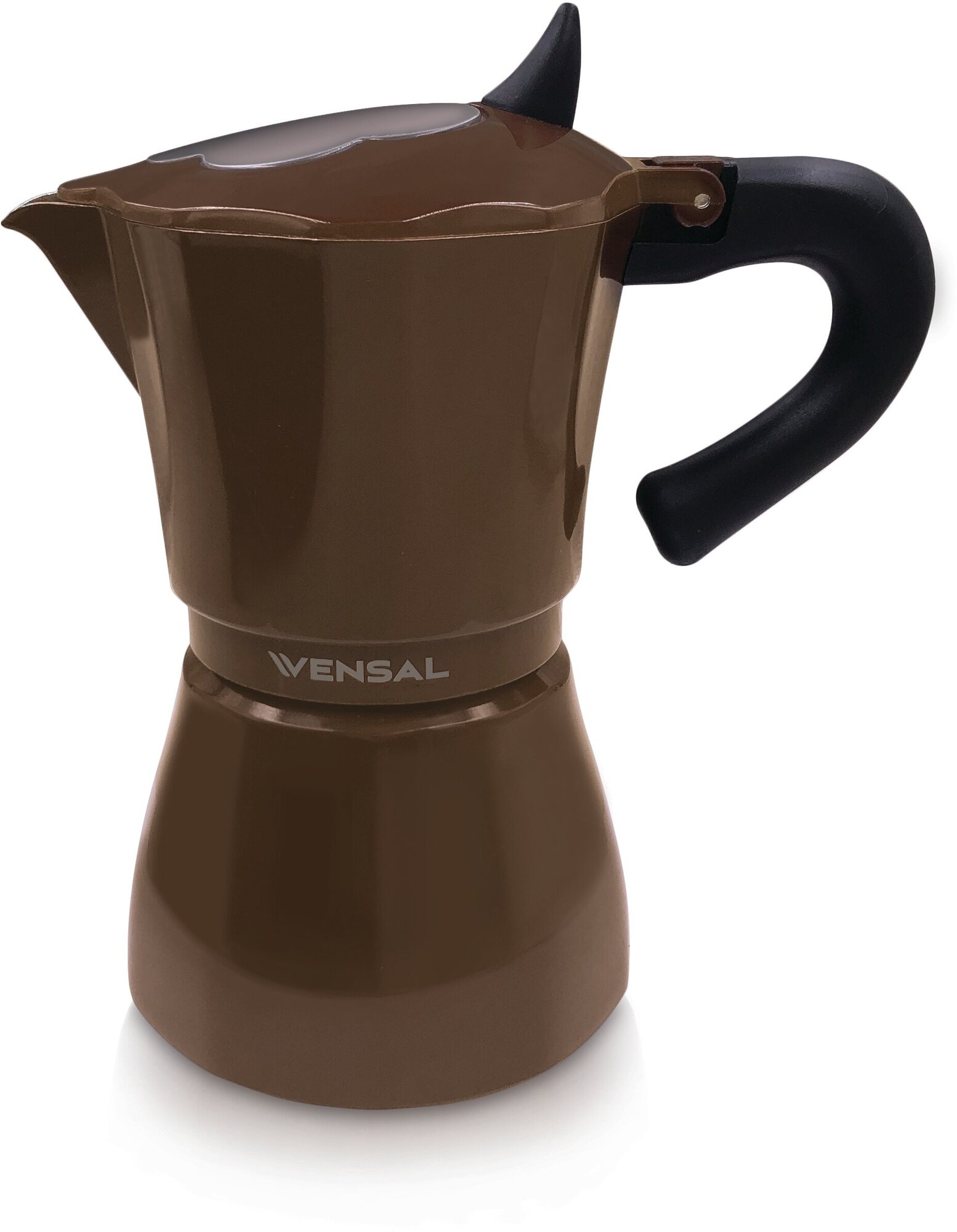 Гейзерная кофеварка Vensal VS3205 6 чашек. Материал алюминий Цвет Кофейный