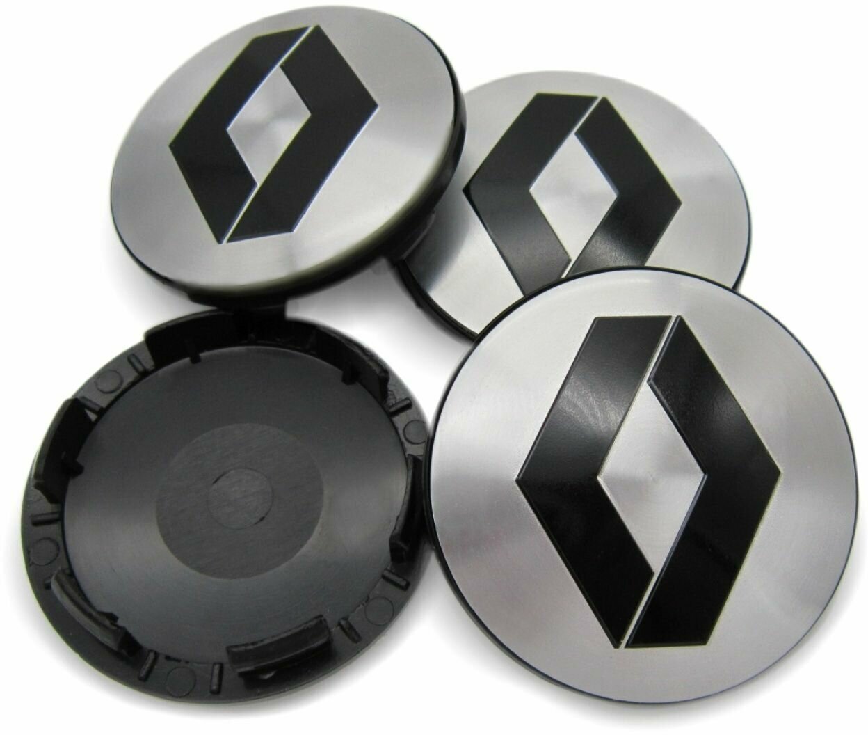 Колпачки заглушки на литые диски КиК Рено хром 62/55/10 комплект 4 шт.