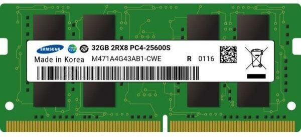 Оперативная память для ноутбука 32Gb (1x32Gb) PC4-25600 3200MHz DDR4 SO-DIMM CL19 Samsung M393 M471A4G43AB1-CWE