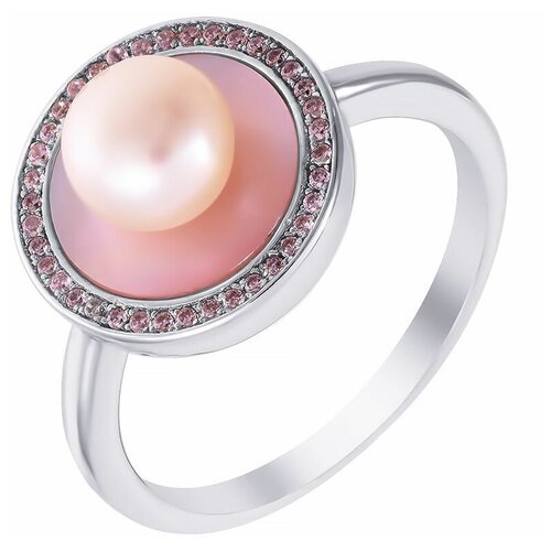 фото Jv кольцо с жемчугом, перламутром и фианитами из серебра sr001248c-1-ko-sh-wrch-001-wg, размер 18