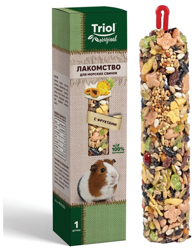 Лакомство для морских свинок с фруктами Triol Original, 110г, 1шт