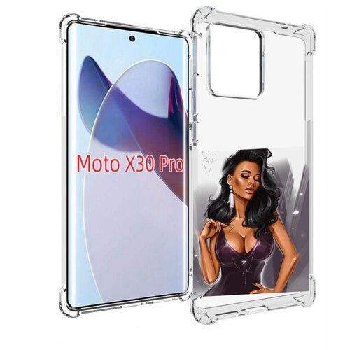 Чехол MyPads нарисованная-девушка-в-фиолетовом-платье женский для Motorola Moto X30 Pro задняя-панель-накладка-бампер
