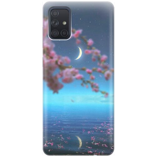 фото Силиконовый чехол на samsung galaxy a71 / самсунг а71 с принтом "месяц и сакура" gosso