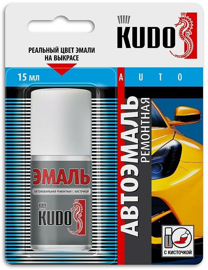 Краска ремонтная с кисточкой 1К чёрная матовая (15мл) KUDO KU-70090-12