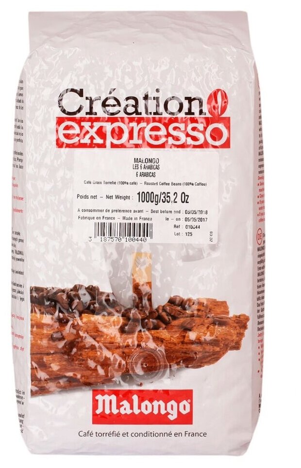 Malongo 6 Арабик кофе в зернах 1кг арабика 100% пакет (40025-1) - фотография № 1