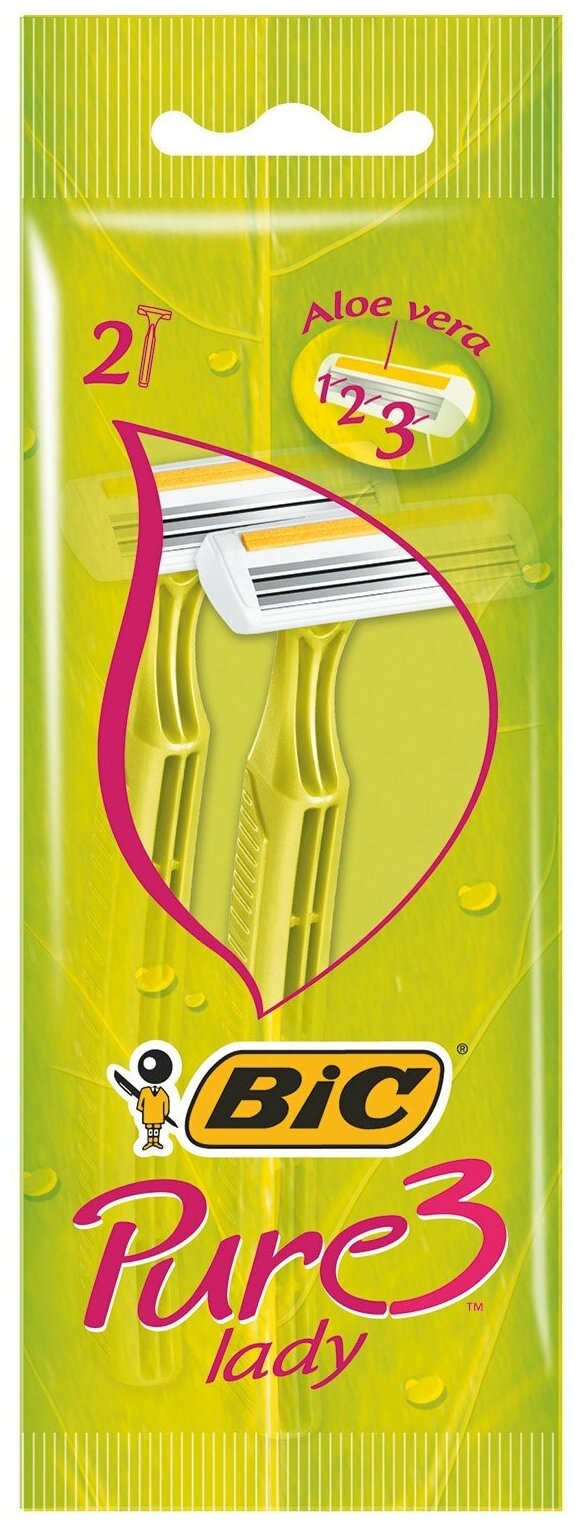 BIC Станки одноразовые Lady PURE 3 (2шт) с тремя лезвиями