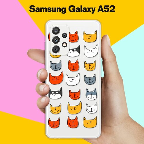 Силиконовый чехол Узор из котов на Samsung Galaxy A52 силиконовый чехол узор из пингвинов на samsung galaxy a52